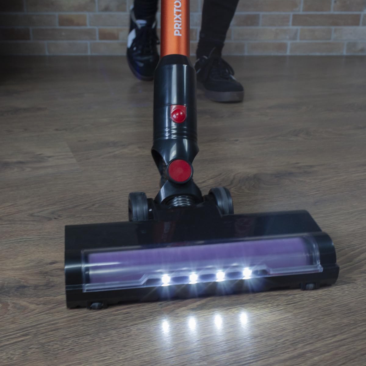 PRIXTON Aspirador Vertical Inalámbrico Thor Cyclone, Filtro HEPA, Potencia 150W Regulable a 2 velocidades, Batería Extraíble de Alta Duración, Accesorios incluidos