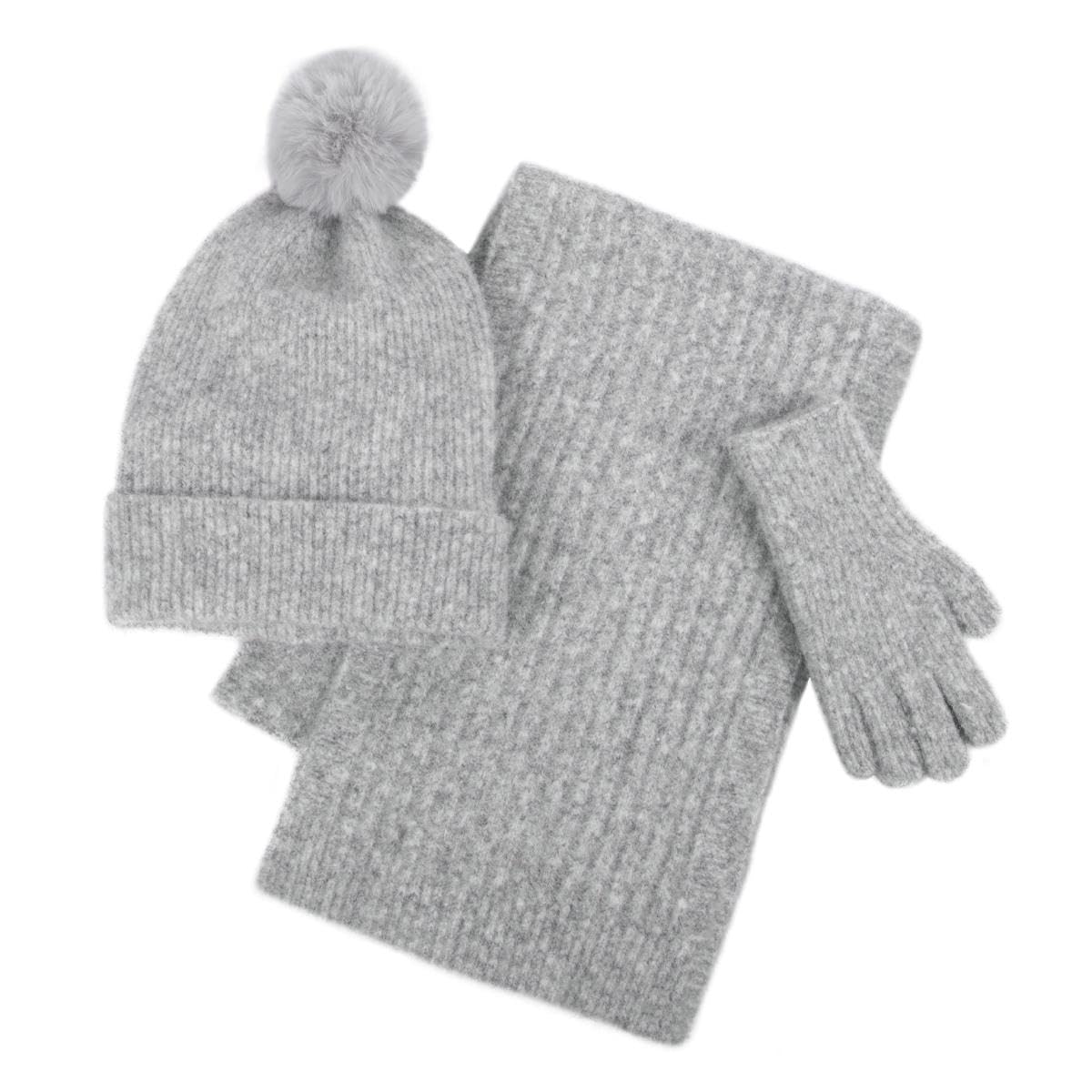 totes toasties® Ladies Knitted Hat Scarf & Glove Gift Set,Grey