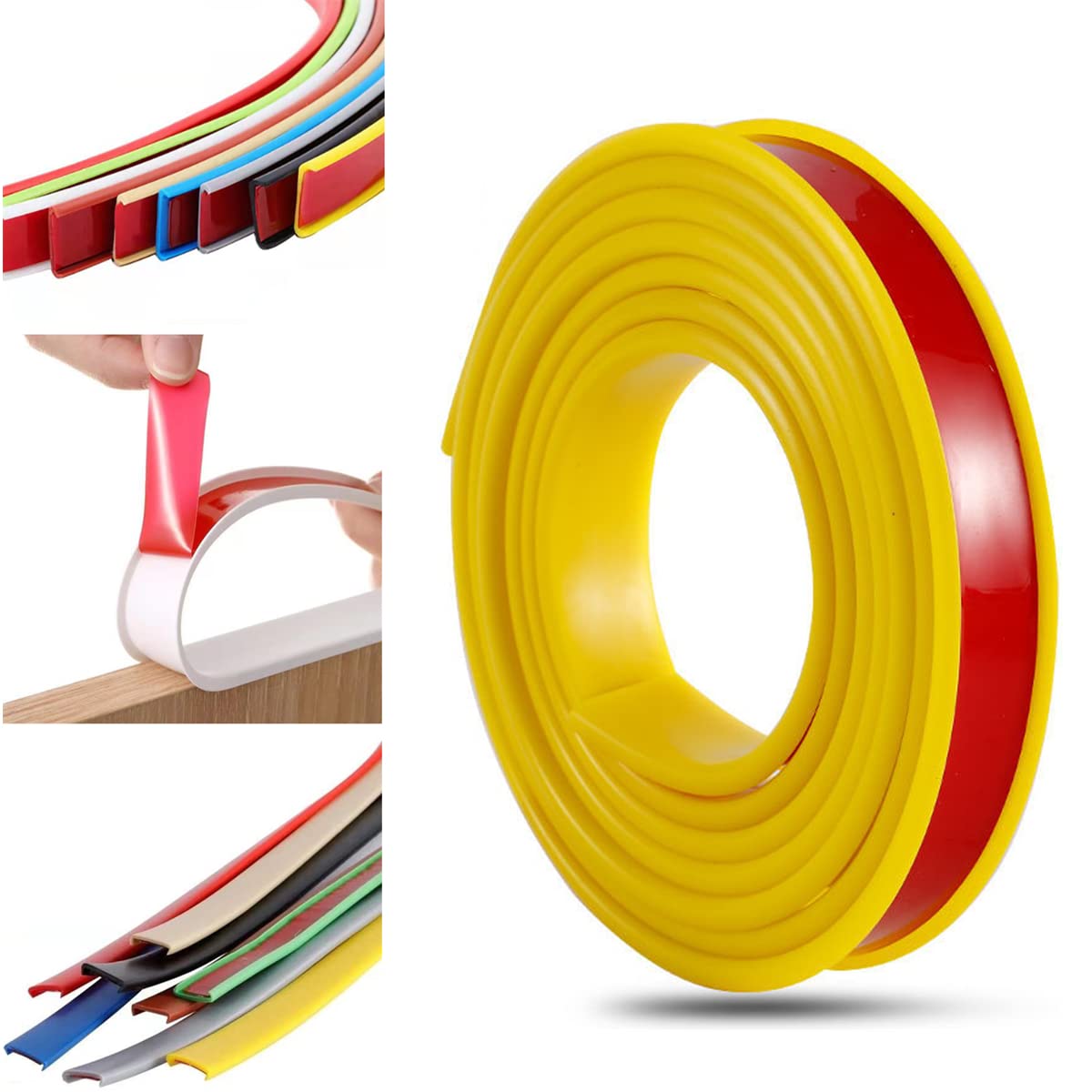 Furniture Banding U-Shaped TPE Edge Guard Strips, Wooden Board Edging Strips for Cabinet Wardrobe Table Worktop, Edging Tape, Edge Banding (20mm*2m,Yellow)