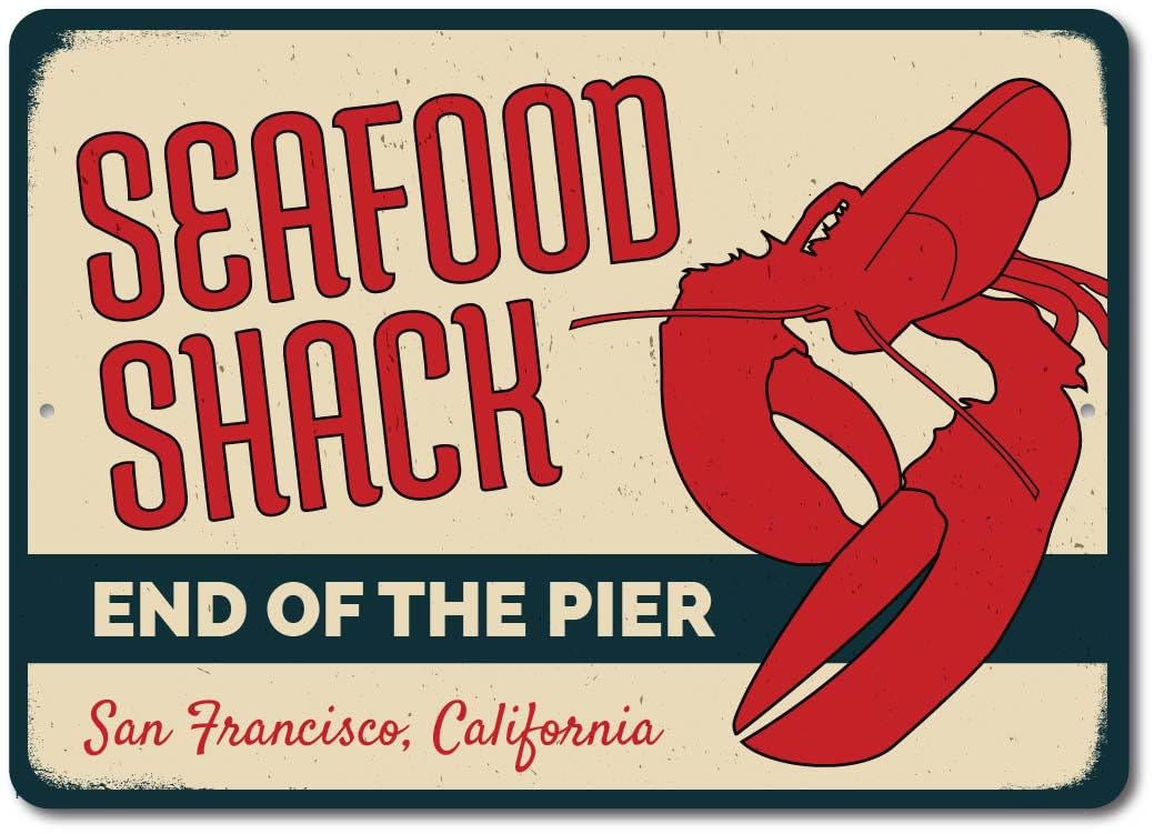 Yelacaay Metalsignyxx1117 Lobster Seafood Shack Sign Funny Vintage Metal Sign 8X12 Inches