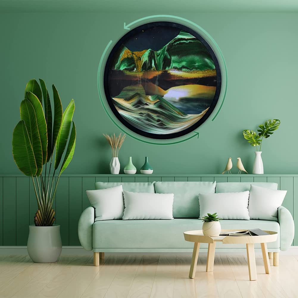 Pittura Di Sabbia Che Scorre, Sabbia In Movimento Arte Immagine Cornice Rotonda Sandscapes In Movimento Che Scorre Arte Blu Oceano Profondo Sabbia Creazione Artistica ( Color : B , Size : 29cm/11.4 in