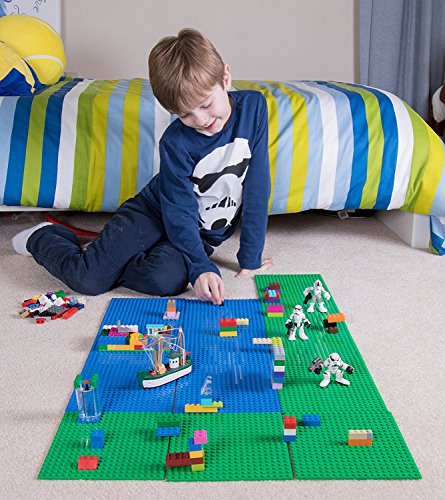 Strictly Briks Classic Stackable Baseplates, For Building Bricks, Bases For Tables, Mats, And More, 100% Compatible With All Major Brands, Blue & Green, 12 Pack, 6X6 Inches #TOP5