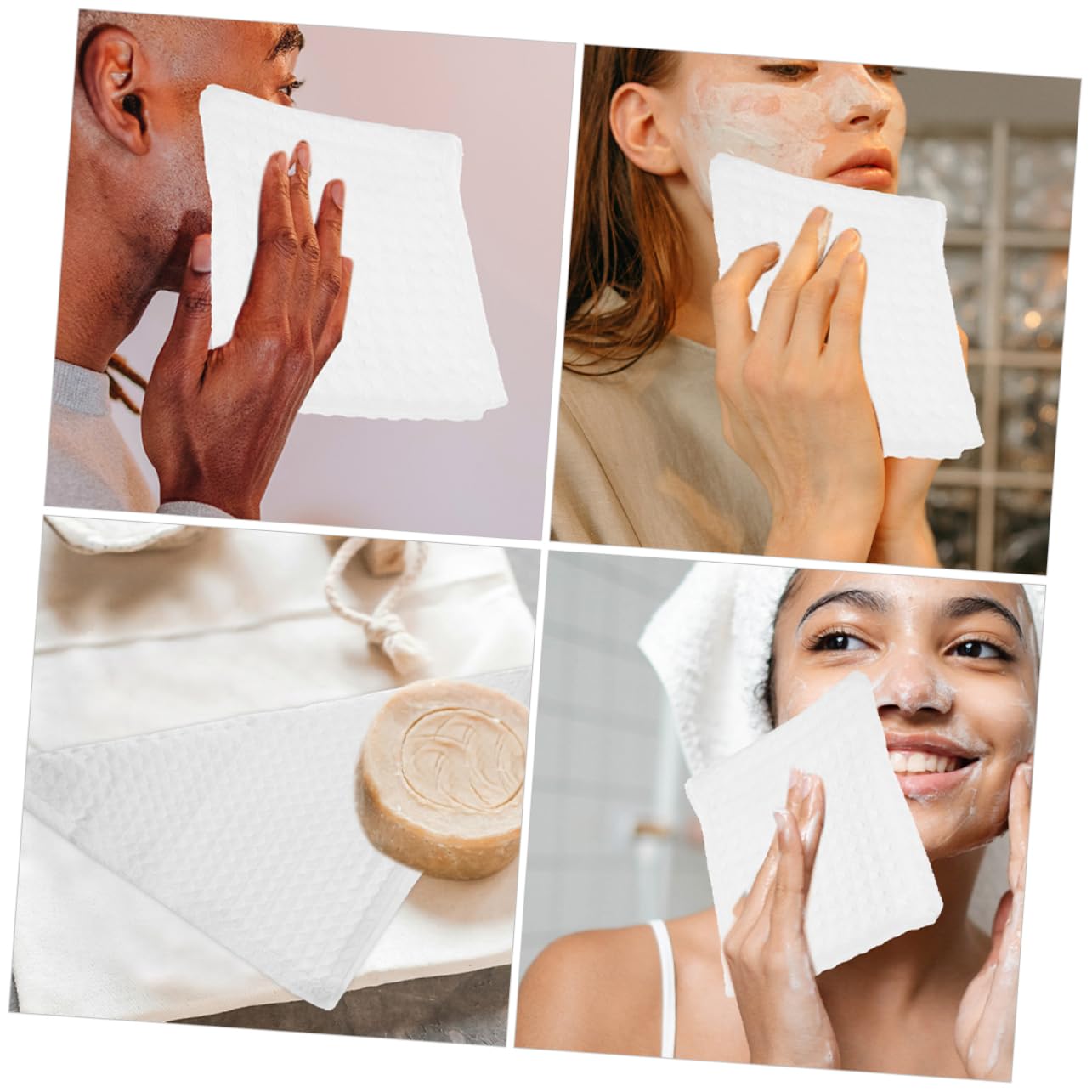 5 Series Pañuelo Cuadrado Toalla De Baño Paño De Microfibra Pañuelos De Algodón Limpiadores Faciales Disco De Algodón Desmaquillante Facial Desmaquillantes 3 Piezas x 5