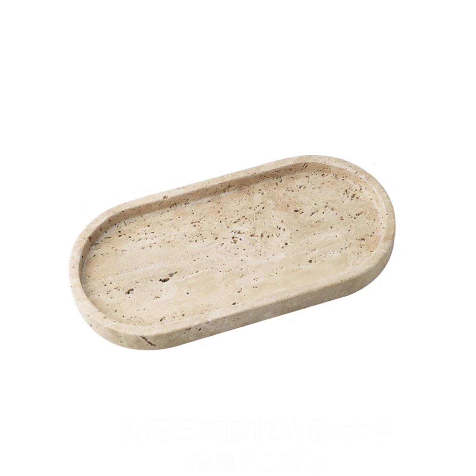 Bathroom Stone Tray Minimalism Marble Tray for Perfume Candles Jewelry Travertine Stone Vanity for Dresser Countertop Coffee Table Serving(25x12cm)