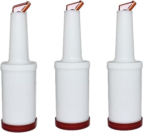 Miniatura 6 de Juego de 3 botellas amarillas de 1 cuarto de galón para verter y almacenar jugo de fruta y licor - Recipientes para botellas de jugo de barras,