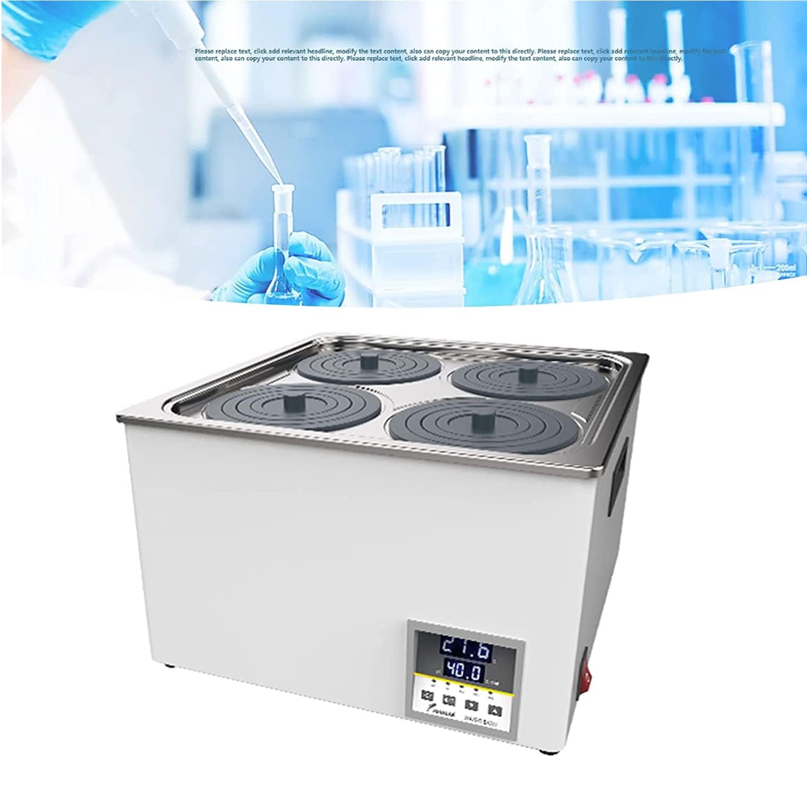 Baño María termostático Digital para Laboratorio, baño de Agua-Aceite de Alta Temperatura, Tanque Interior de Acero Inoxidable (4 Orificios)