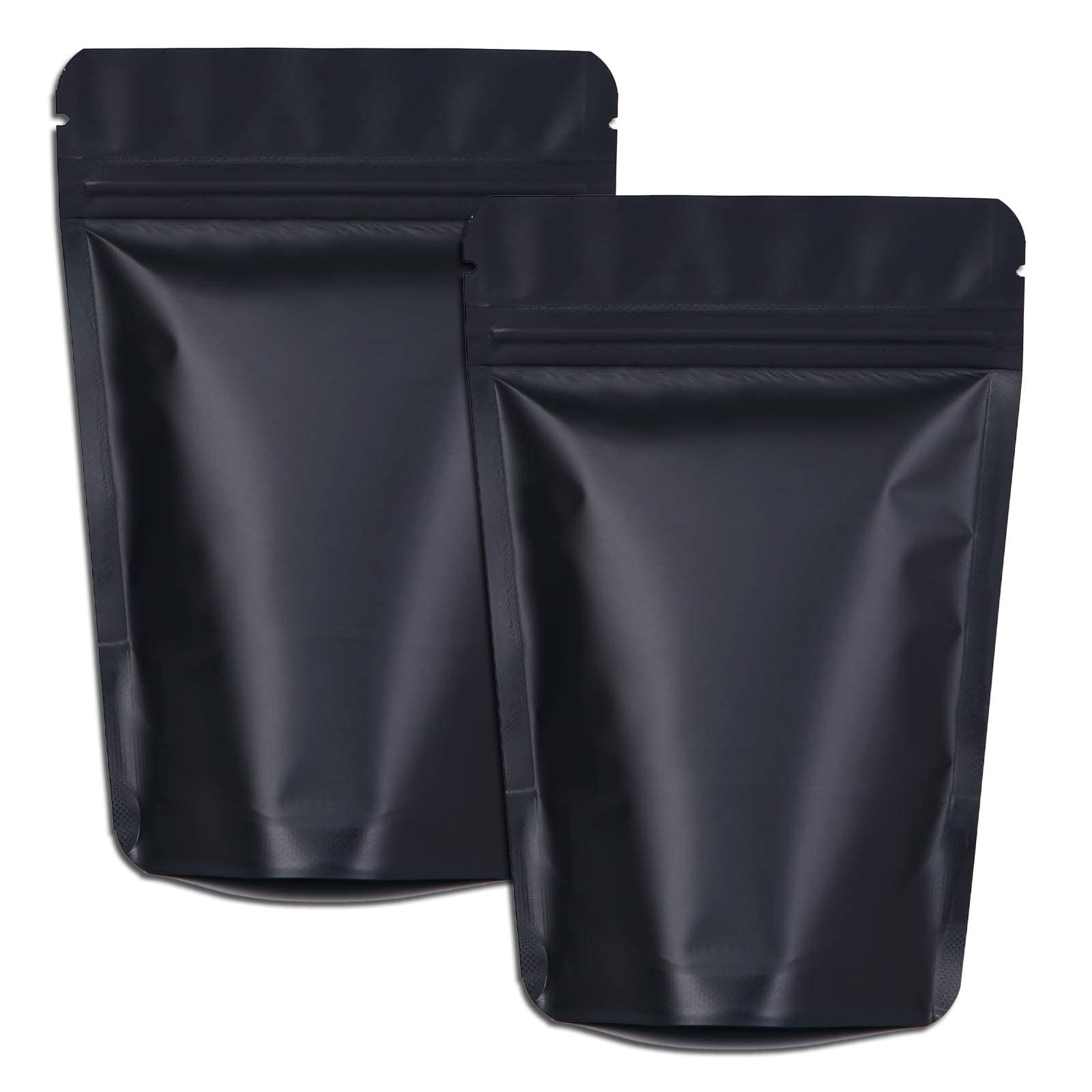 XFXIA 100 Pack Mylar Bags Smell Proof Foil Ziplock Resealable Stand Up Packaging Pouch Bags for Food Storage, Candy, Cookie, Bath Salts (4.72 * 7.87in, Black) โ image 1