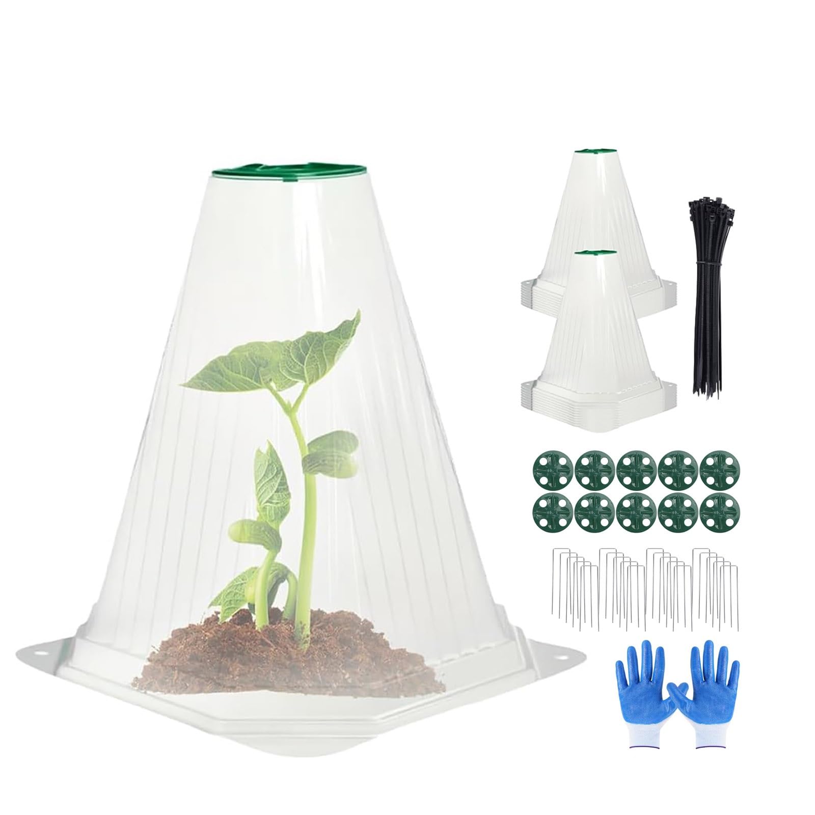 Eoweiot Plant Covers Cloches for Garden 30-Pack Clear Mini Greenhouse Seedlings Nursery Pots Reusable Plant Bell Cover
