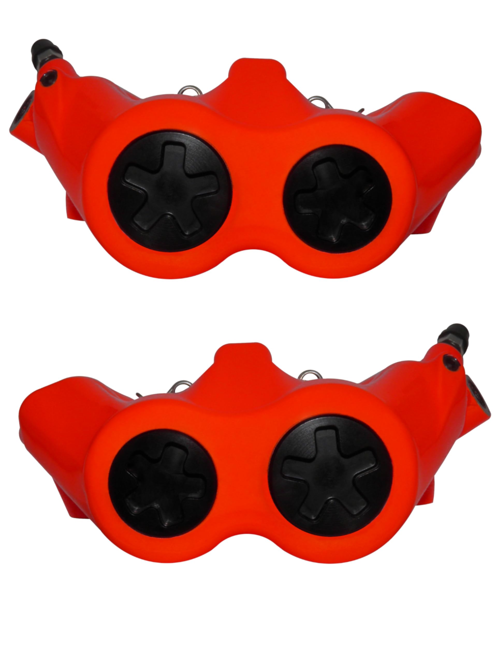 Coppia di Pinze Freno Radiali Accossato Verniciate Rosso Fluo' Forgiate Monoblocco compatibili con MOTO-GUZZI V100 MANDELLO S dal 2022 al 2025 (CC 1042) Pastiglie Freno Incluse