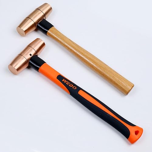 Miniatura 7 de WEDO Martillo de trineo de cobre 12lb,Martillo de mazo de cobre macizo, mango de fibra de vidrio, longitud 11.024 in, forjado a presión, resistente