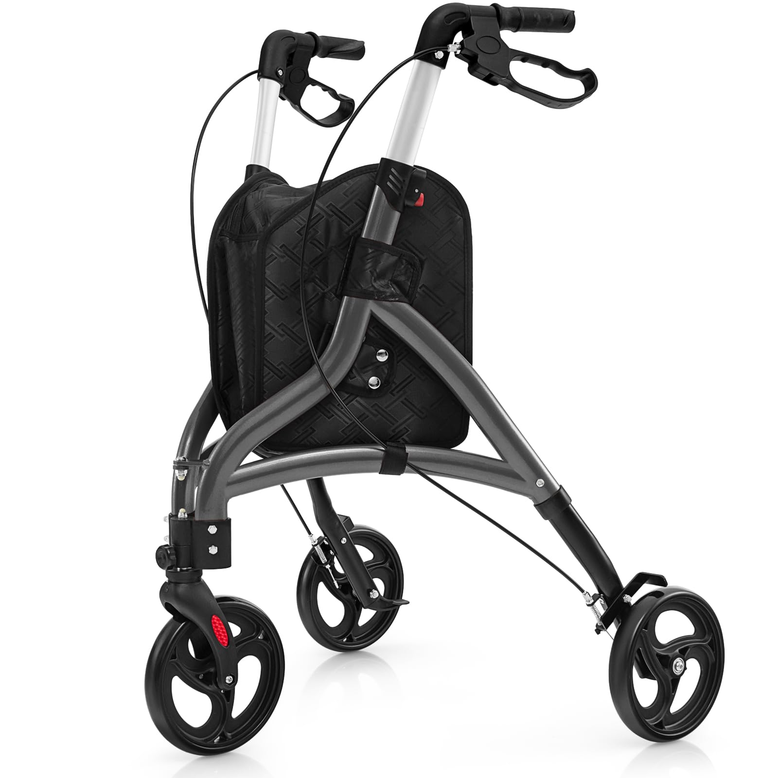 RELAX4LIFE Deambulatore Pieghevole per Anziani, Deambulatore Compatto e Leggero in Alluminio, Portata 136 kg, Altezza Regolabile in 6 Livelli, Rollator per Anziani (Grigio)