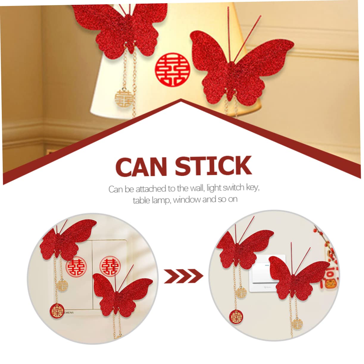 STOBAZA 20 Stk Schmetterlings-ornament Schmetterling Party Dekorationen Schmetterling Dekorationen Braut Aufkleber Hochzeitsdekorationen 3d Rot Festlich Krawatte Funkeln