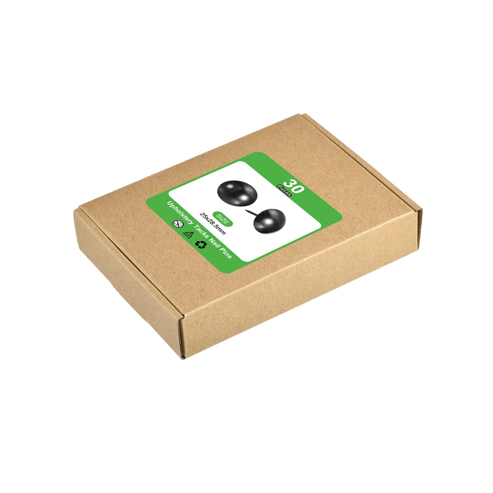 sourcing map Tachuelas de tapicería para muebles, 30 piezas de 25 x 28,5 mm, kit surtido de tachuelas de acero al carbono para el hogar, sofá, bricolaje, cabezas de uñas decorativas, color negro