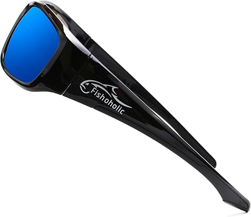 Miniatura 9 de Fishoholic Pro Series - Gafas de sol polarizadas para pesca, 5 colores, LXL y detalles de goma, protección solar UV400, gran regalo