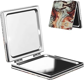 Marble Mixed Brown Portable Pocket Makeup Mir...