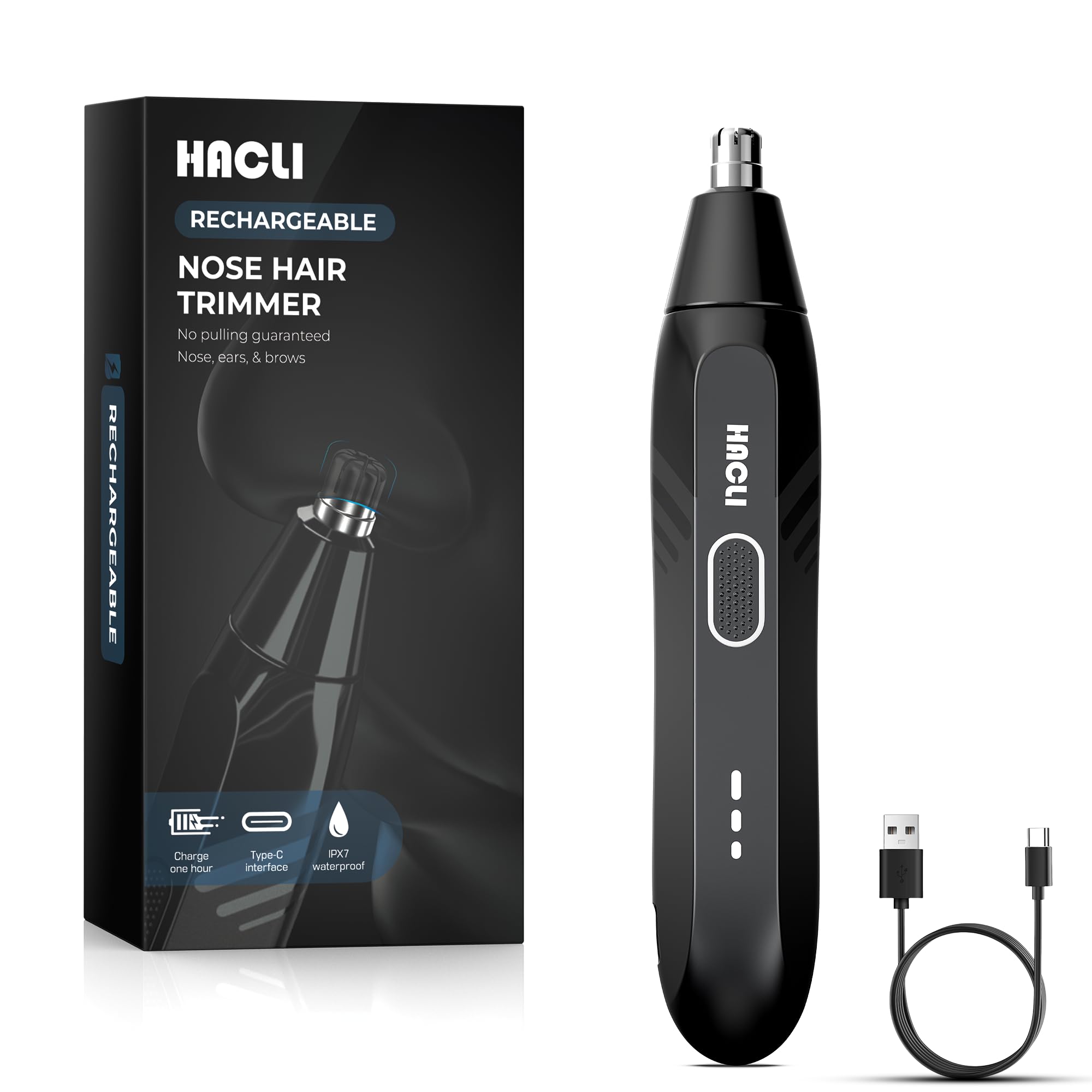 Electric Nose Hair Trimmer for Men Women, USB-C Rechargeable