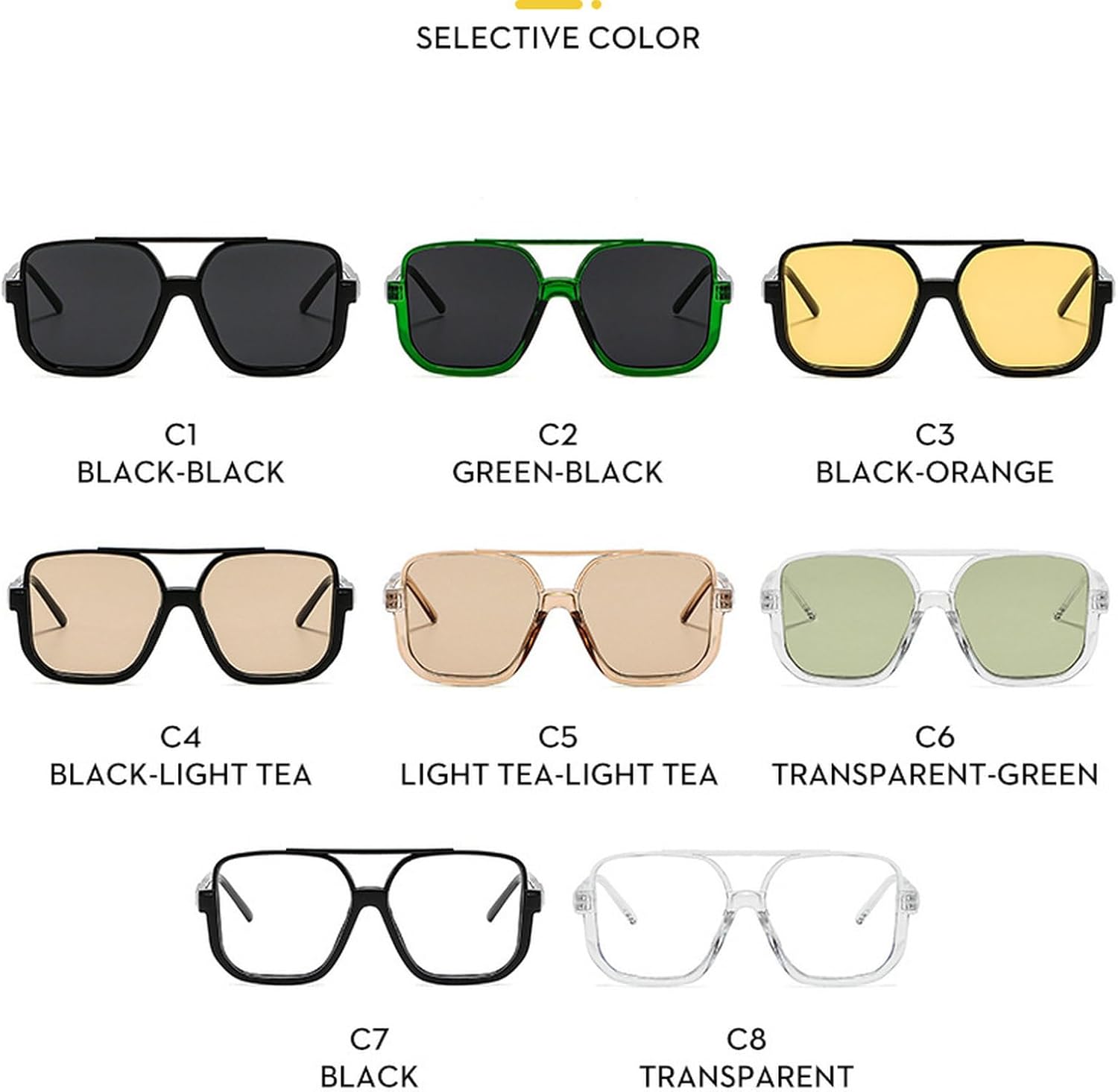 Fashion Vintage Big Square Sunglasses Half Frame UV400 Sun Shades Women Men Trendy Design Sun Glasses Eyewear - Image 5