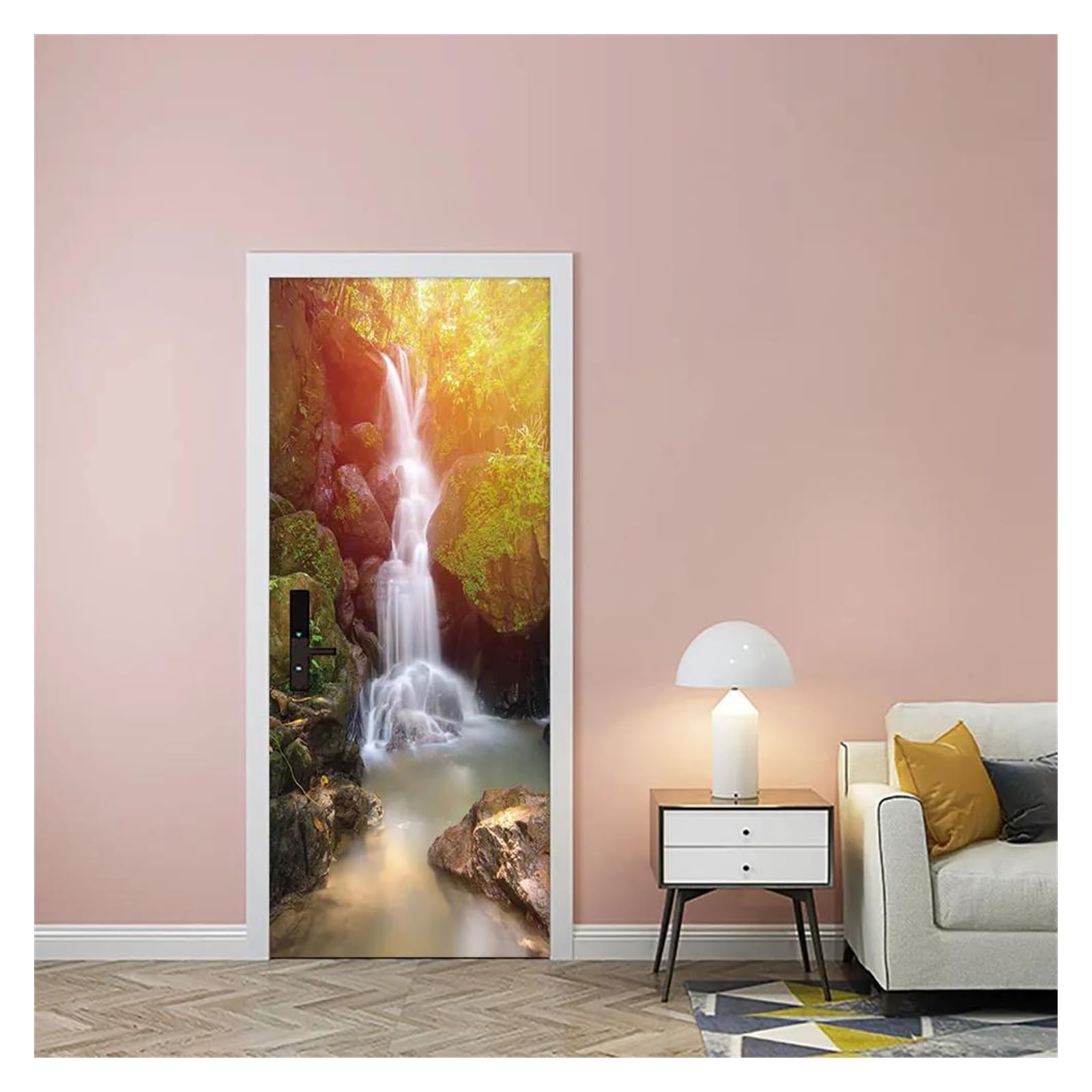 Sticker de porte cascade deco salon pour transformer votre piece en un havre de paix nature