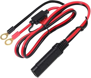 KUNCAN SAE Connector to O Ring Terminal Harness Wire, 2 Pin Lug Quick Disconnect Extension Cable, Eyelet Terminal Charge Cord for Motorcycle, Car, Tractor, 10A Fuse,2FT