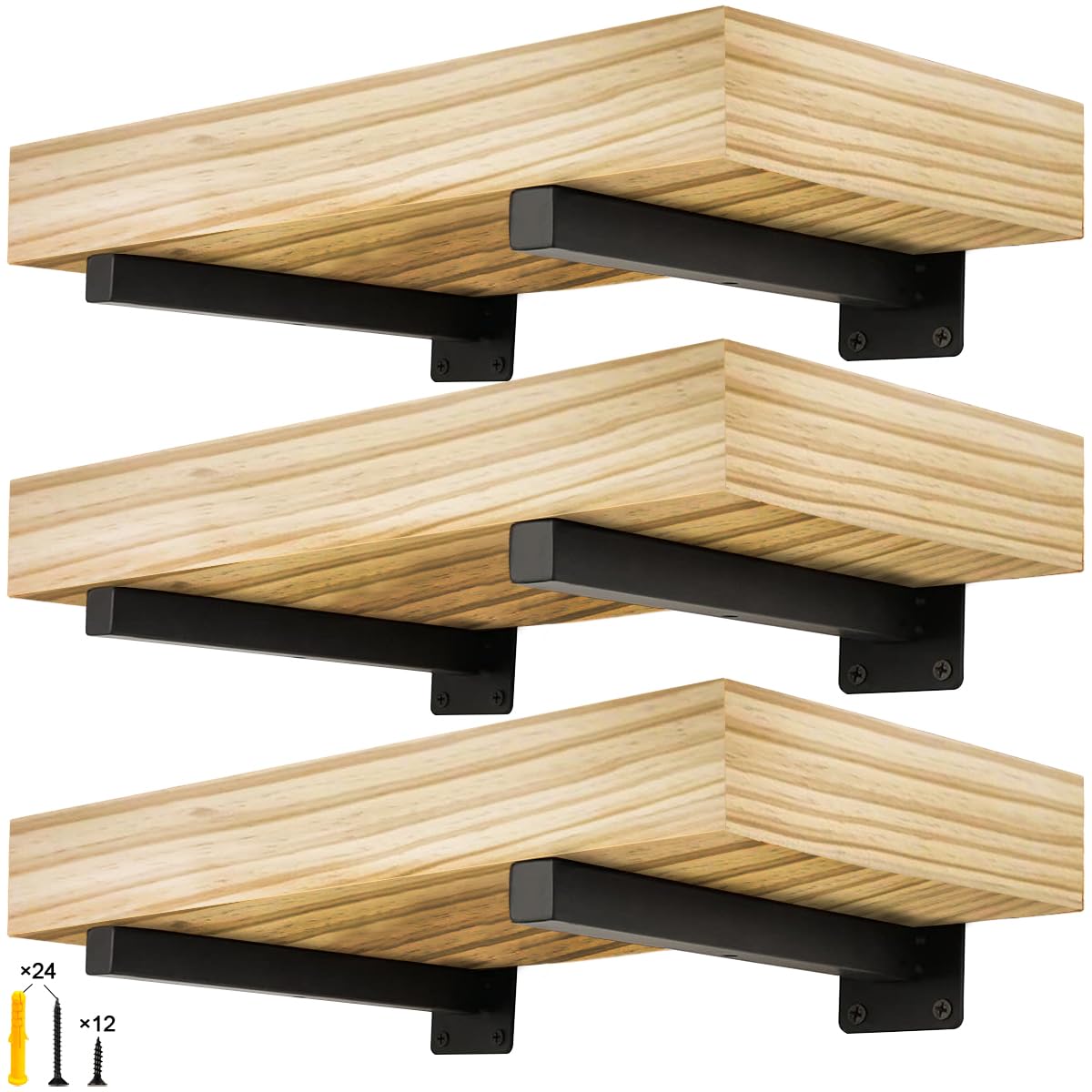 Aysum Black 6 Pack Shelf Brackets 6 Inch Right Angle Corner Brackets For Shelf Support Shelving Bracket Heavy Duty Angle Bracket For Floating Shelves,