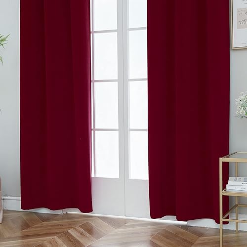 Miniatura 7 de PLEASANT BOULEVARD Cortinas 100% opacas 2 paneles Elegantes cortinas con aislamiento térmico para dormitorio, sala de estar, ventana grande, estilo