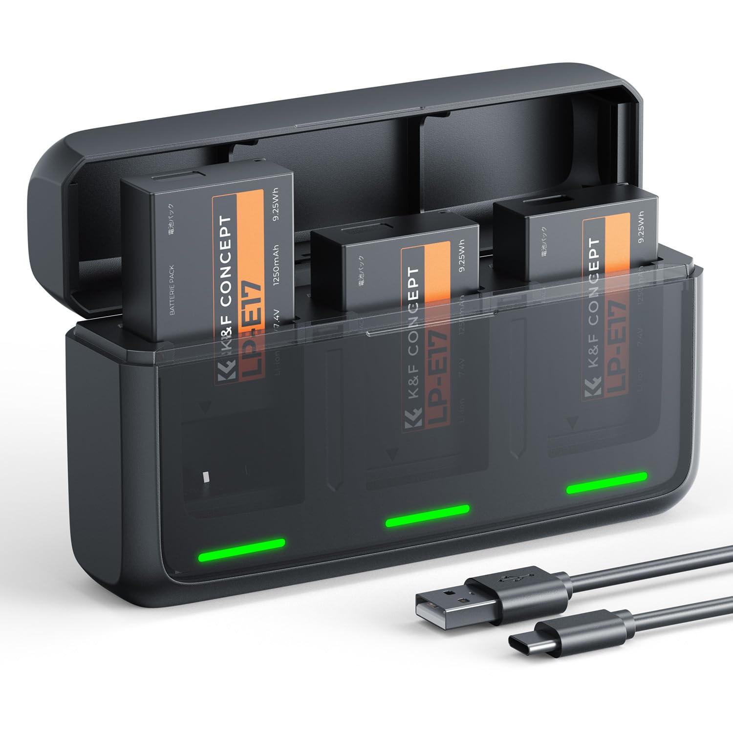 K&F CONCEPT LP-E17 Akku 1250mAh (3er Pack) mit 20W LED PD Schnellladegerät Kompatibel mit Canon EOS R50 R100 RP R10 R8, Powershot V1, T8i T7i T6i T6s SL2 SL3 M3 M5 M6 200D 750D 760D 800D 8000D
