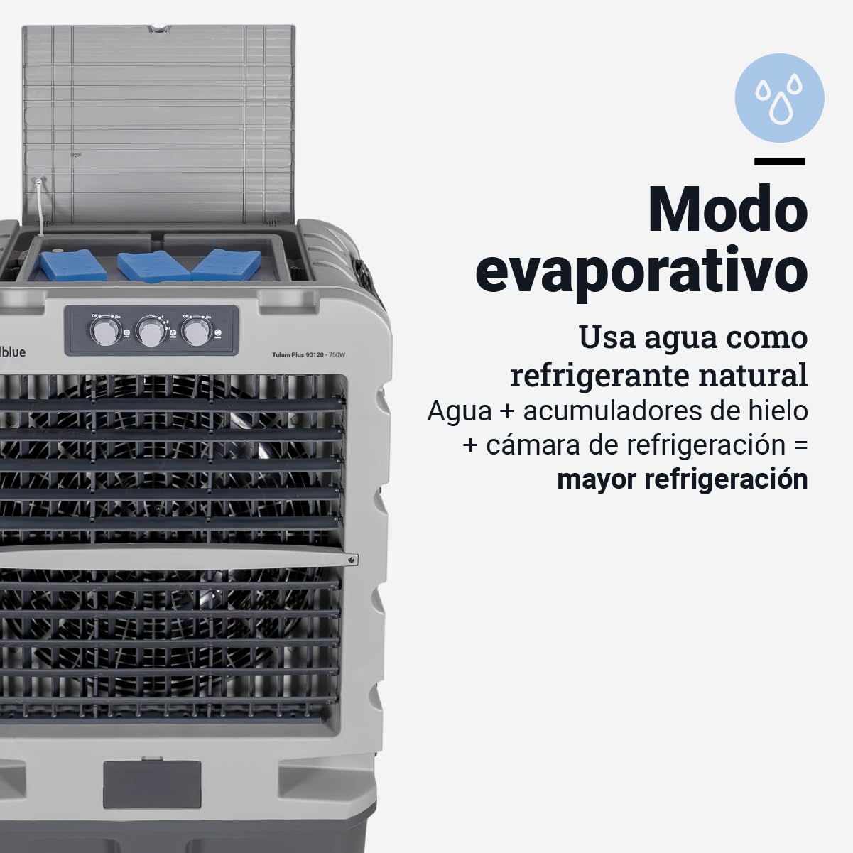 UniversalBlue, Climatizador Evaporativo 120L 750W – 13.000 m³/h, Aire Acondicionado Natural Portátil para hasta 150 m², 3 Velocidades, Oscilación, Uso Industrial y Doméstico