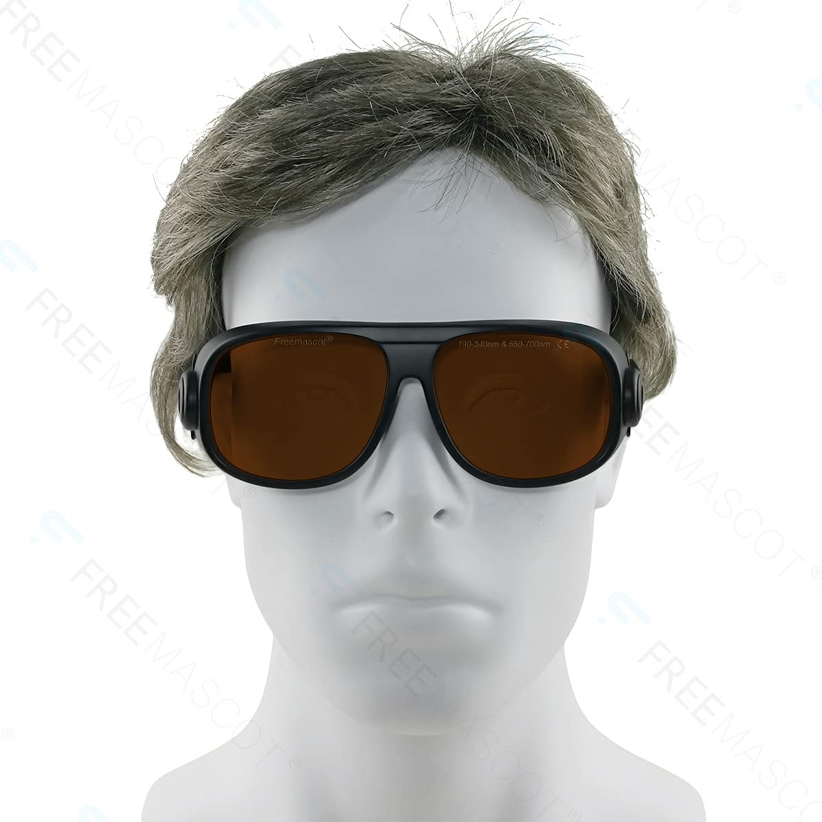 FREEMASCOT Lunettes de sécurité professionnelles OD 4+ 190 nm-540 nm/600 nm-760 nm laser pour lumière laser violet/bleu/vert et rouge (style de monture 1)