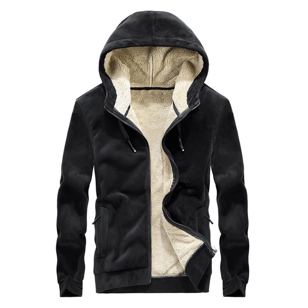 Vogrtcc Męska bluza zimowa ciepłe bluzy z kapturem męskie ciepłe bluzy z kapturem zamek błyskawiczny polarowe bluzy, NIEBIESKI, 5XL