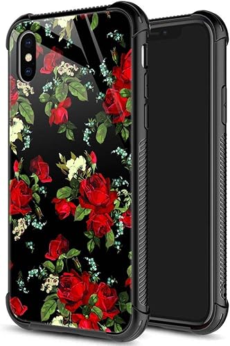 funda para iPhone XXS, vidrio templado 9H, diseños para niñas y mujeres, de silicona suave TPU, resistente a los golpes, de 5.8 pulgadas, Patrón rosa