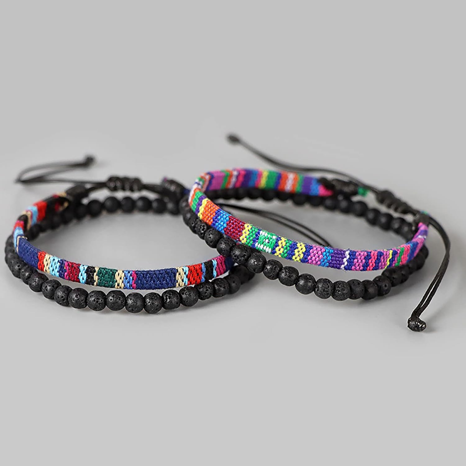 Bohemia Handmade Weave Bead Beach Festival Adjustable Bracelet Set of 2 Men Women Accessories Gas100b-1a (C, One Size) : Clothing, Shoes & Jewelry
