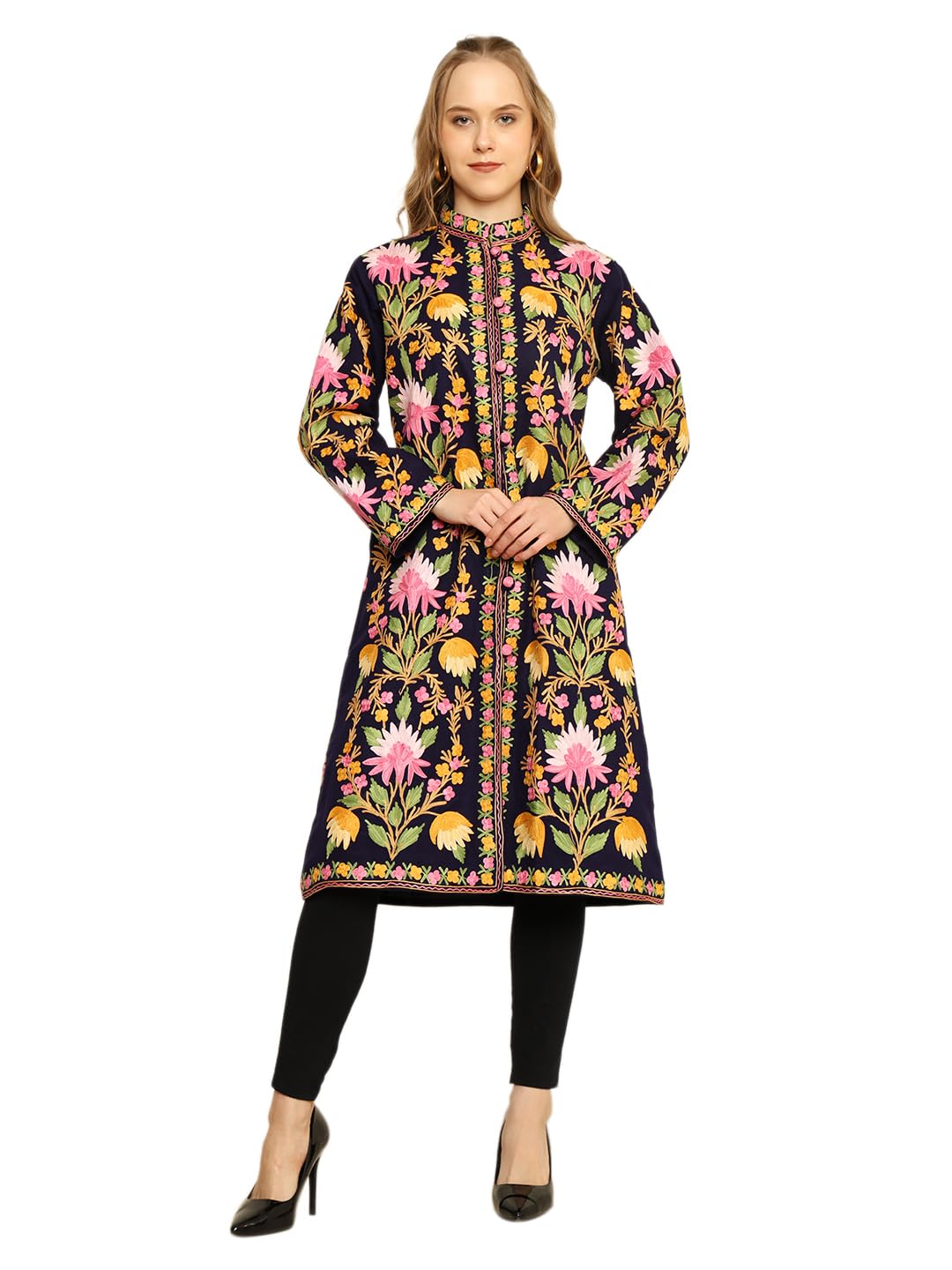 CRAFTBAZAR Women's Kashmiri Embroidered Woolen Blue Long Coat - Review, Price and Buying Guide