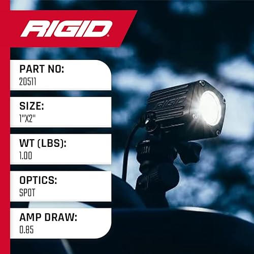 Miniatura 7 de RIGID INDUSTRIES - Luz LED encendida, patrón de haz puntual, montaje en superficie, carcasa negra  Individual