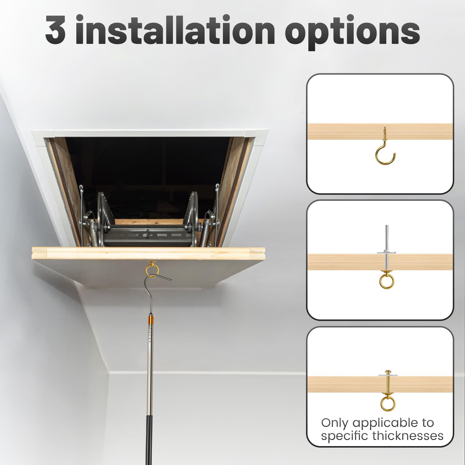 CMANLNYK Scalable Loft Ladder Pole Kit, Loft Ladder Pole with Hook, Loft Hatch Pole, Attic Ladder Pull Hook Tool - Image 3