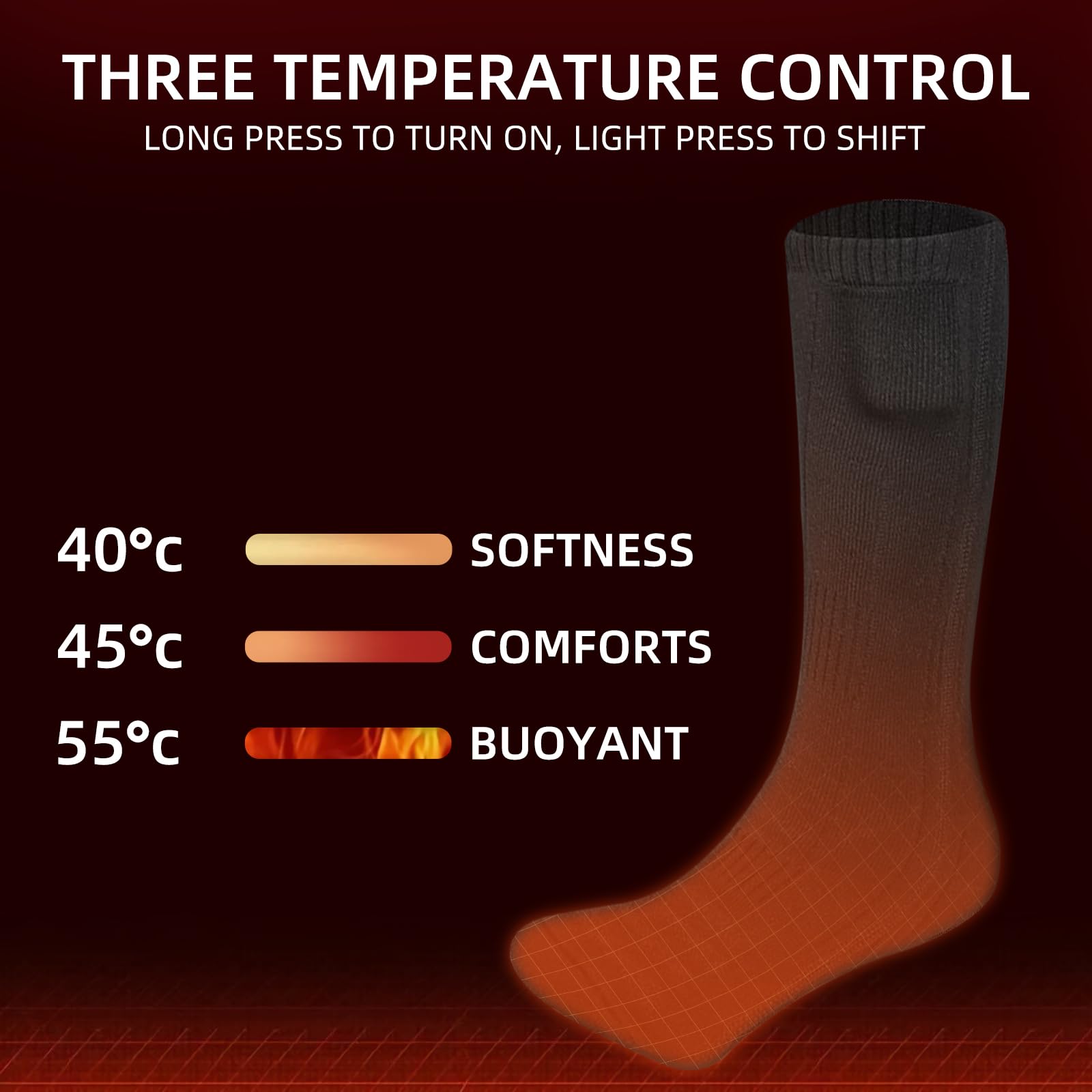 4500mAh Chaussettes chauffantes pour Homme et Femme,Chaussettes Chauffantes électriques Rechargeables,3 Niveaux de température Lavables Chaussettes Chauffantes,Chauffe-Pieds d'hiver(Noir, L)