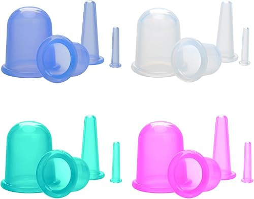 Miniatura 6 de lychee Juego de terapia de ventosas anticelulíticas para la familia, 4 tazas de masaje de silicona al vacío, kit de ventosas chinas para cuerpo y