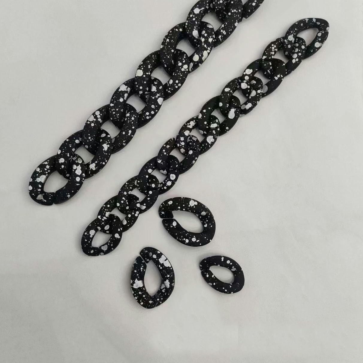 17-30MM 200 Pezzi Maglie di Catena in Acrilico Maculato Anelli di Collegamento in Acrilico Anelli di Collegamento a Catena in Acrilico Connettori a Collegamento Rapido per Orecchino di Gioielli