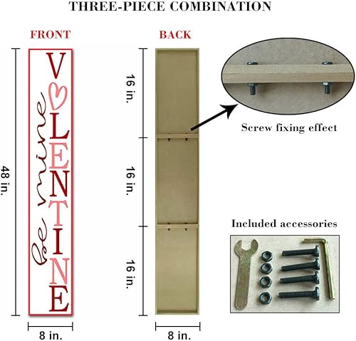 Miniatura 6 de Isaric Letrero de decoración de porche para el día de San Valentín 8 x 48 pulgadas decoración del día de San Valentín letrero vertical de San