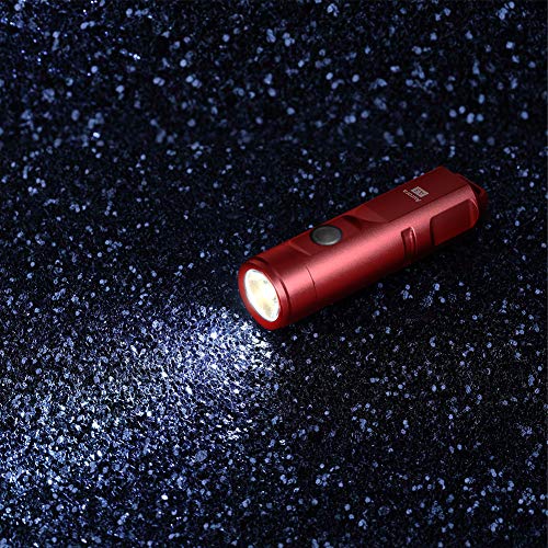 Rovyvon A3 Keychain Flashlight 650 Lumens Super Bright Outdoor Mini Rechargeable Edc Flashlights, Hard Anodizing Aluminium Alloy Built-In Battery, Ip65 Water Resistant Small Torch(Red) #TOP5