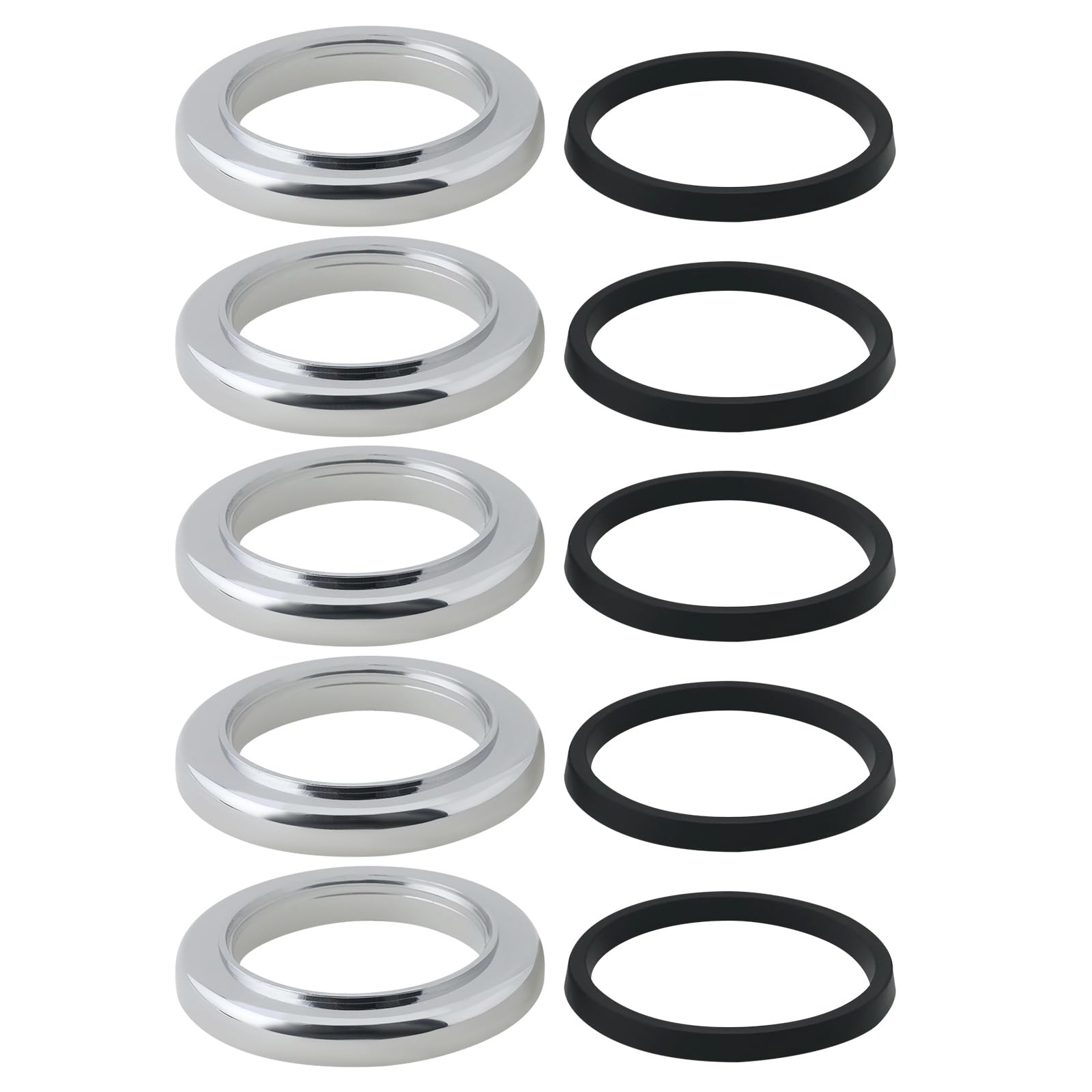 Vgol 5Pcs Washbasin Tap Base Ring With Seal Abs Faucet Cover For Washbasin Taps Od 49.2Mm Id 33.6Mm Height 7Mm, Chrome-Plated