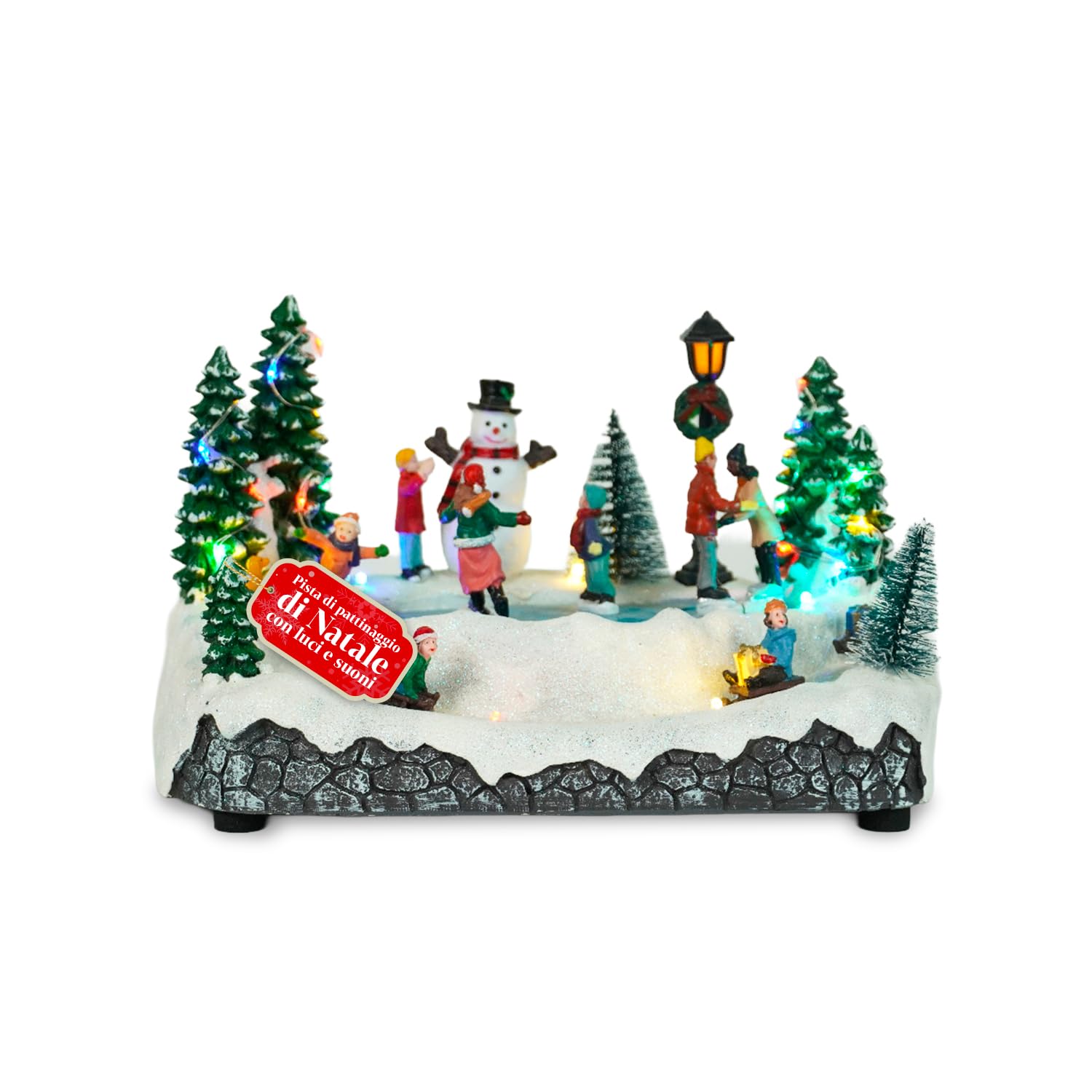 Village de Noël Silentpark Avilia animé avec patineurs en mouvement et lumières
