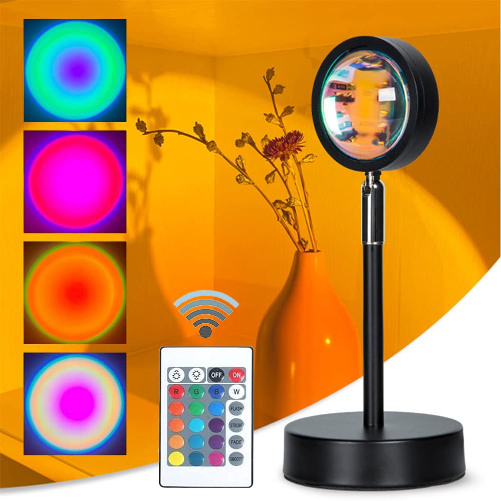 IXROAD Sunset Lamp Projection 16 Colors Golden Hour Lamp Romantic Mood Light with Remote Control USB Charging