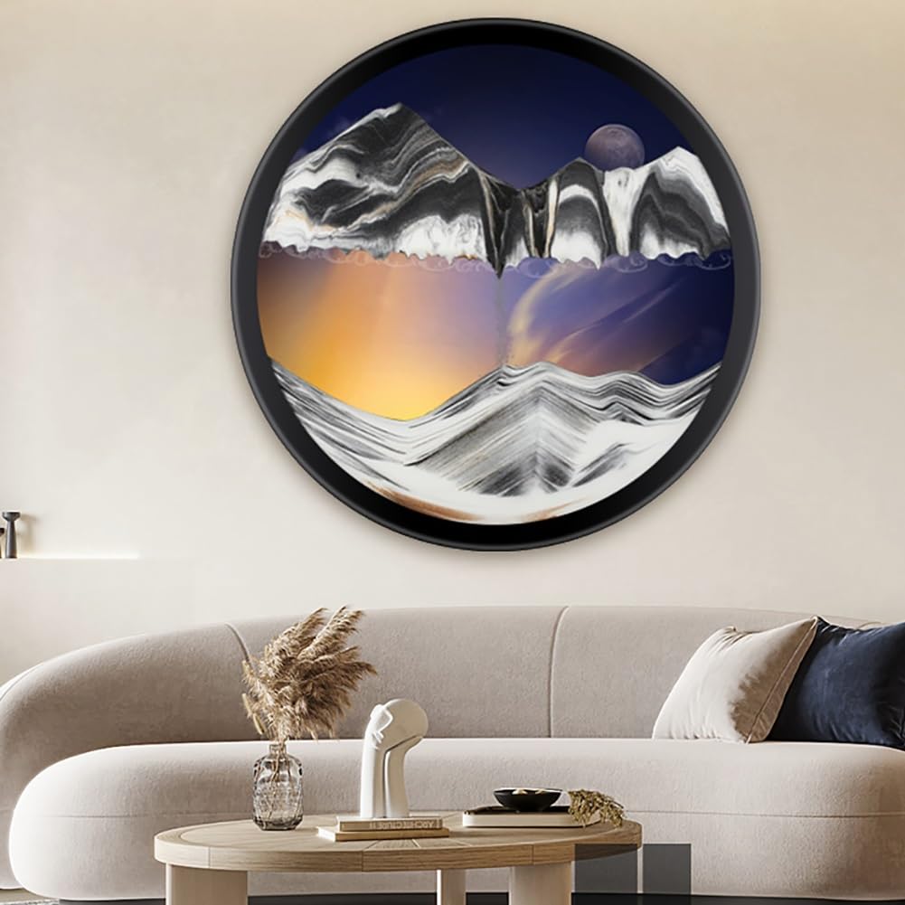 Tableau moderne 3d rotation 360 paysage de sable mouvant cadre bois 11.4"