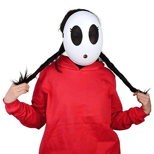 Monisorly White Shy Guy Mask Girl Halloween Mask Full Face Mask Costume Cosplay Prop Accessories - Girl