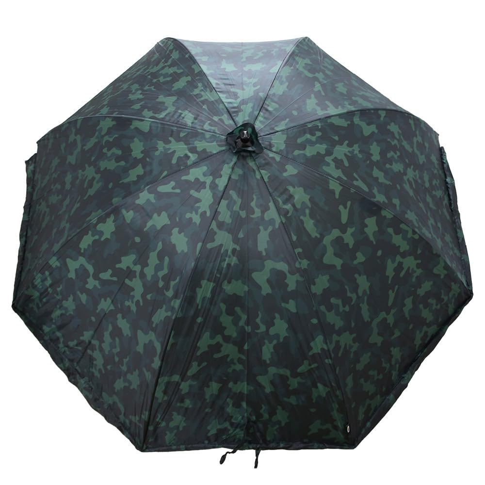 G8DS Angelschirm mit Seitenwand 200-220 cm Schirmzelt Angeln Schirmsystem mit Seitenplane Camouflage Karpfenzelt Windschutz Regenschirm
