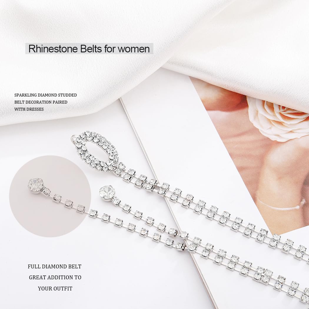 Abien Rhinestone Belts for Women Crystal Chain Belt for Dress Sparkle Thin Belts for Dresses - Image 5