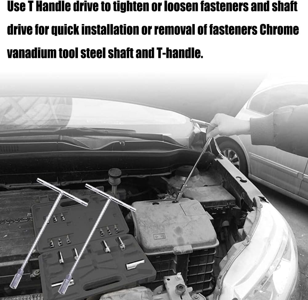 Utoolmart 8mm T Handle Socket Wrench, Hex Socket T Handle Wrench, Chrome Vanadium Steel for Car Repair