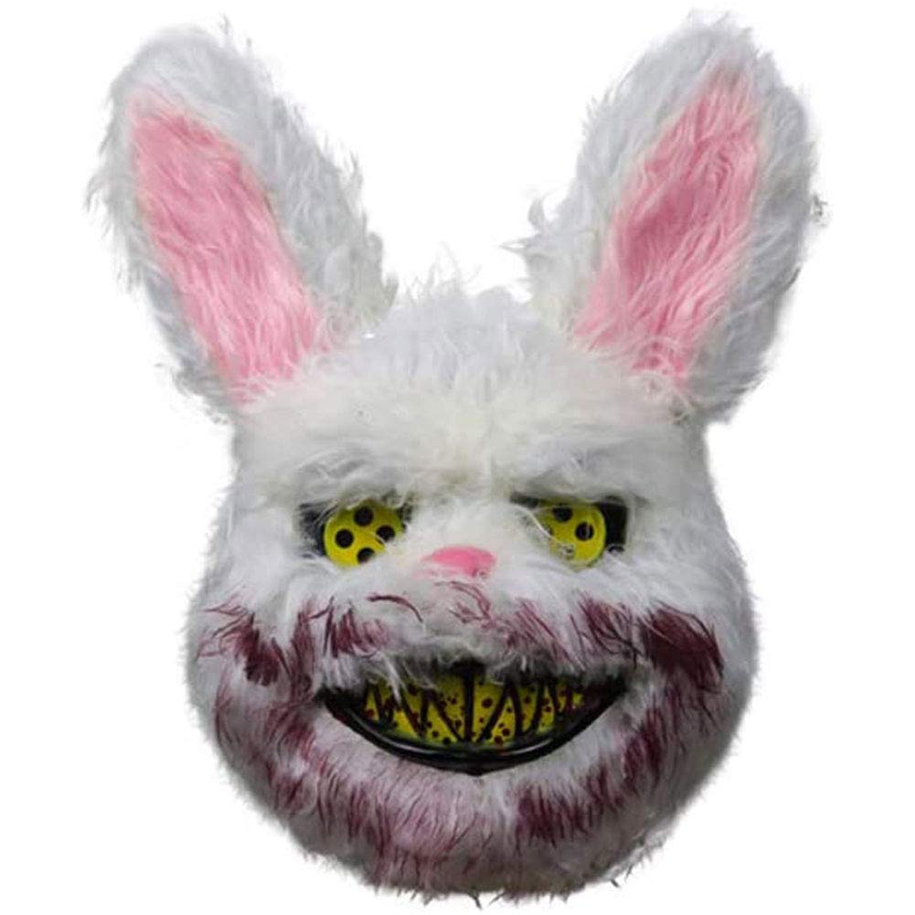 Tongyundacheng Halloween Scary Bunny Vampire Latex Rabbit Animal Head for Halloween Costume Party Cosplay Decorations Props