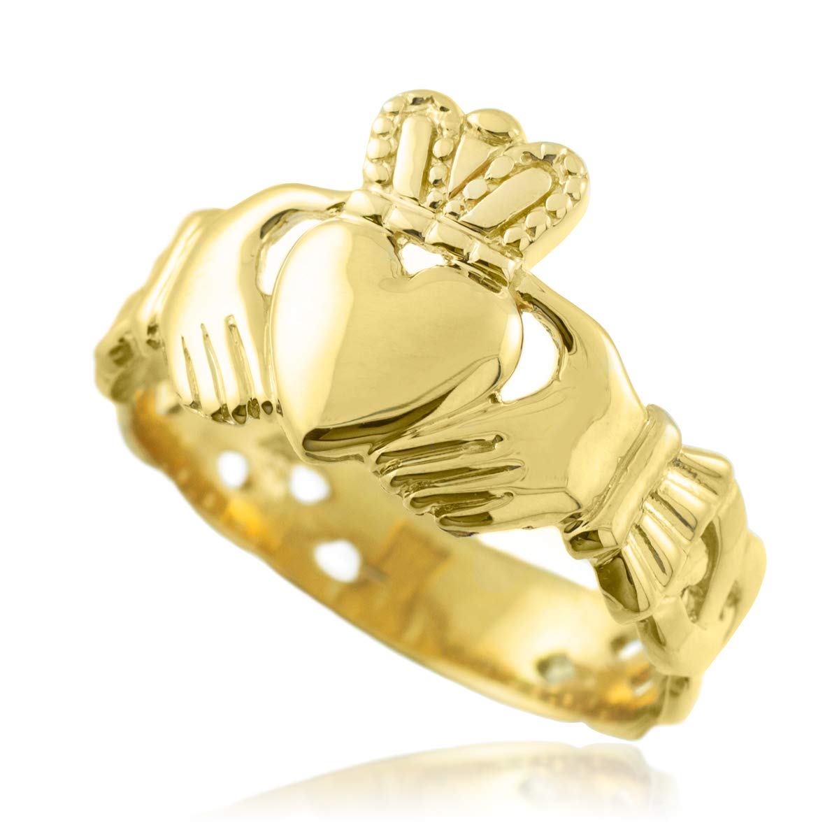10k Gold Mens Claddagh Trinity Band Ring