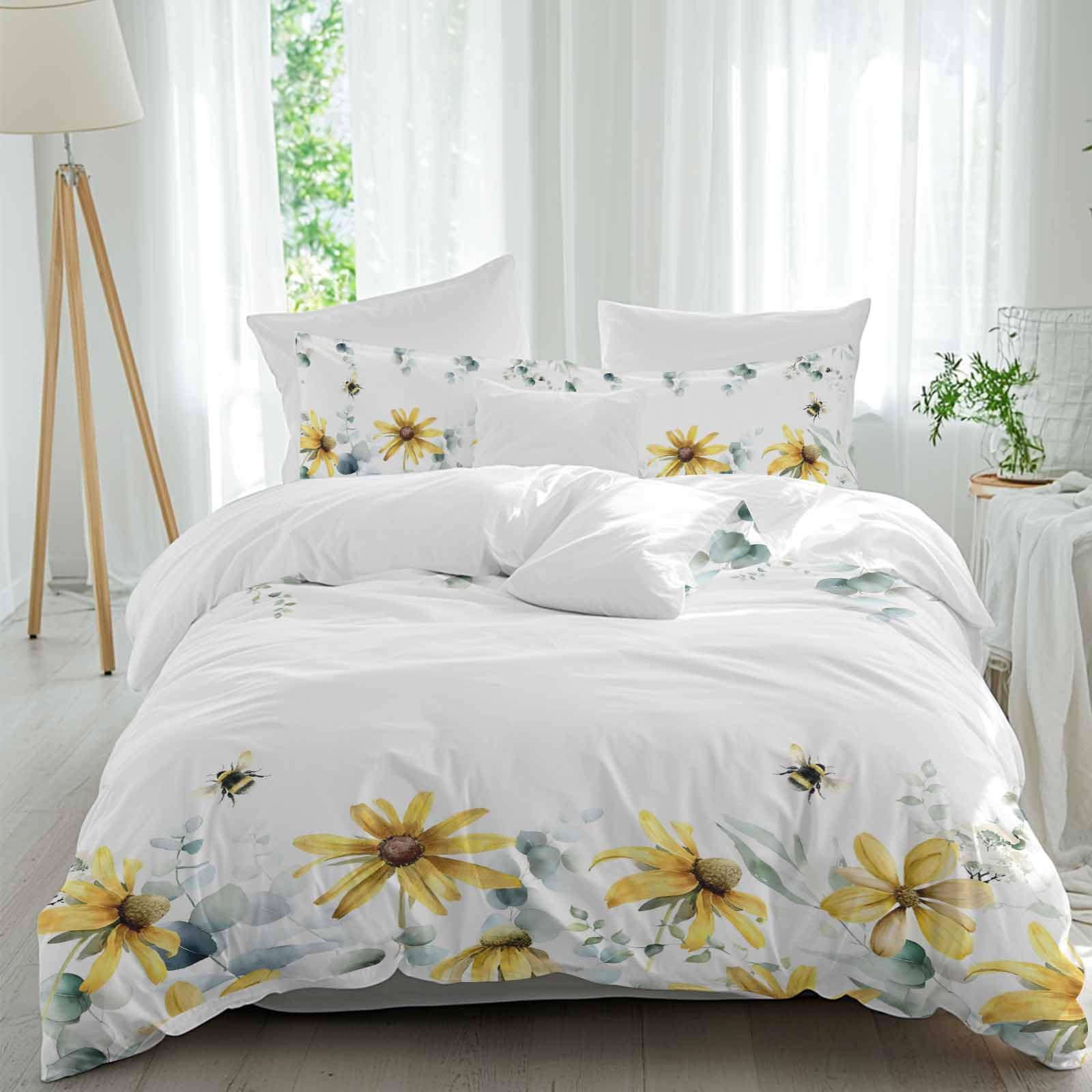 Chrysanthemum Eucalyptus Bed Duvet Cover Full Size Washed Patterned Textured Duvet Cover Sets with Zipper Tiers Microfiber Soft